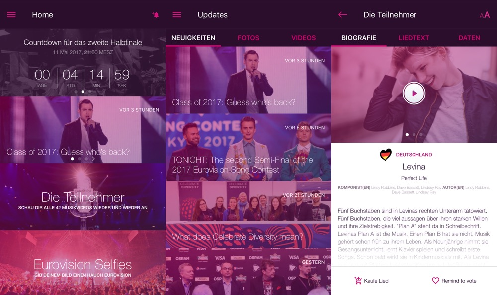 Eurovision Song Contest Die offizielle App für iPhone &amp; iPad