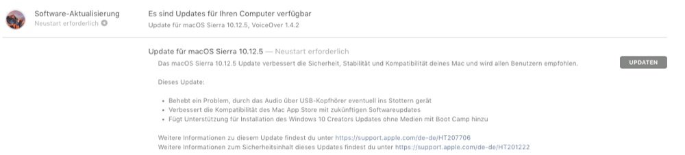 Mac OS Sierra Update