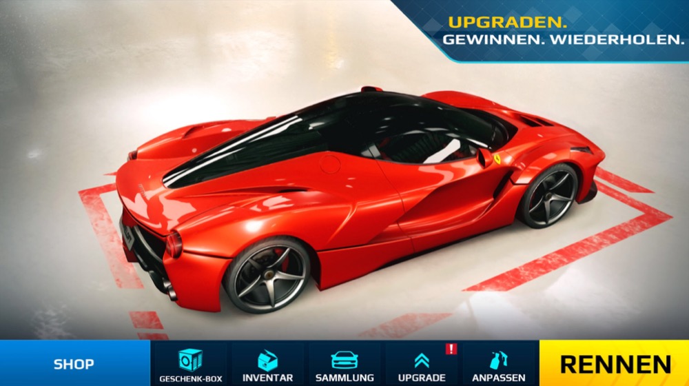 Asphalt Street Storm Racing menu