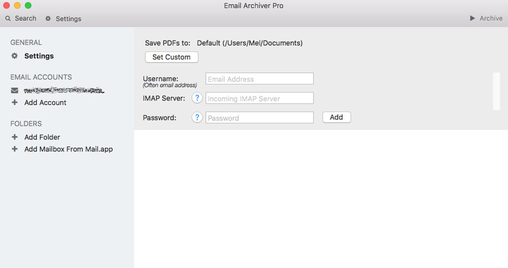 Email Archiver Pro Mac 1