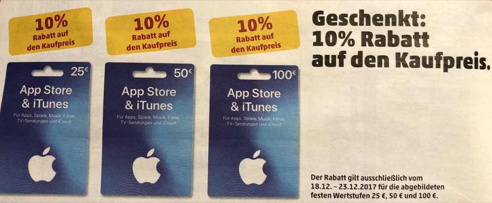 iTunes Guthabenkarten mit Rabatt kaufen