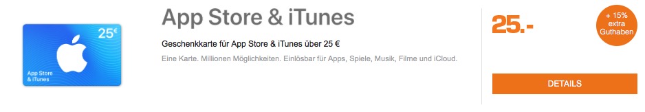 Saturn: 15 Prozent Zusatzguthaben auf iTunes-Karten – auch online