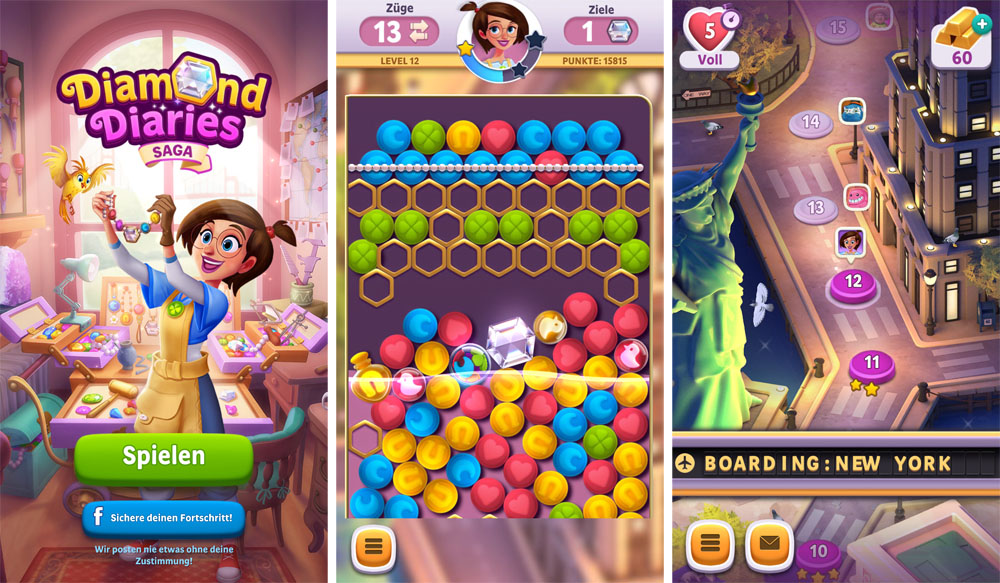 Diamond Diaries Saga: Kings neues Freemium-Match3-Game gehört zu Apples Spiele-Favoriten