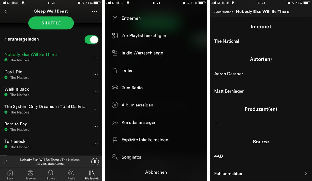 Spotify Songinfos