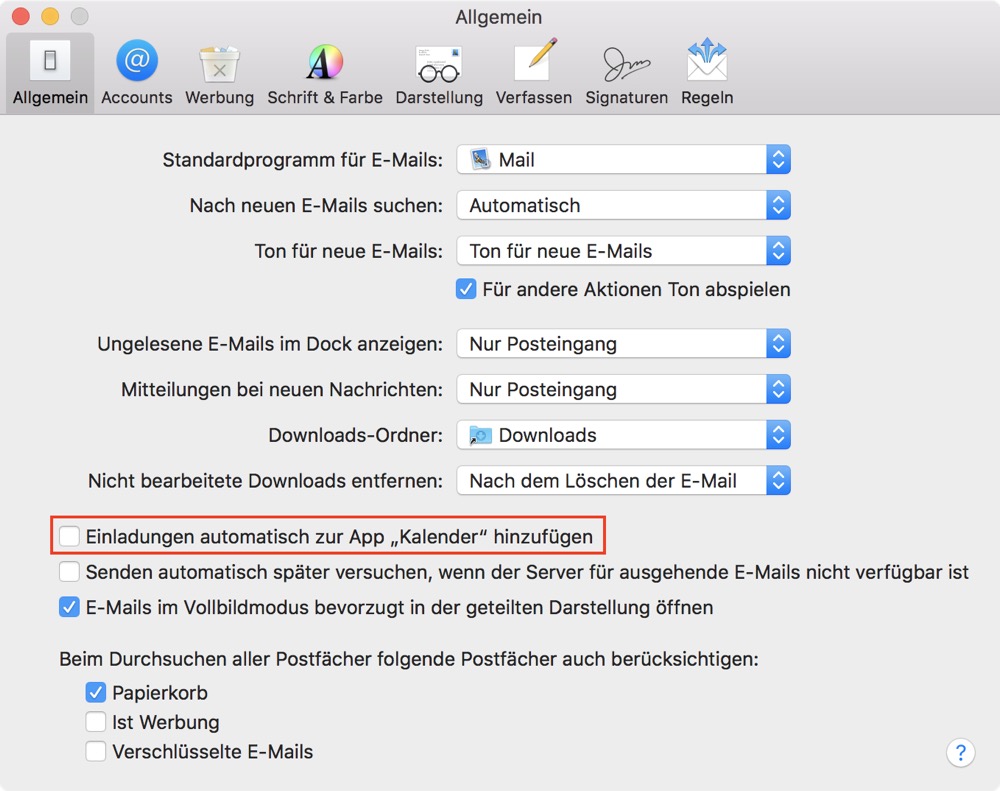 mail einstellungen