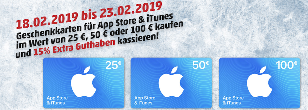 <span class="entry-title-primary">iTunes-Karten: Ab Montag 15 Prozent Bonus bei Edeka und Penny</span> <span class="entry-subtitle">Bei Penny auch online</span>