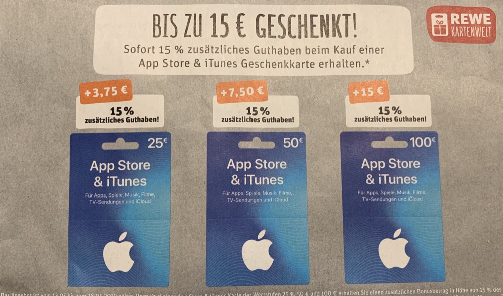 iTunes- und App-Store-Karten wieder mit Rabatt