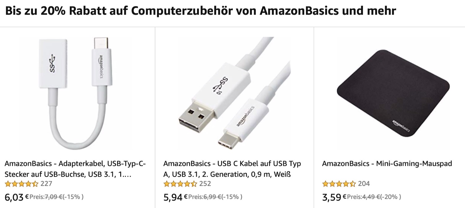 <span class="entry-title-primary">Angebote: AmazonBasics, Apple Watch 5, eufy RoboVac L70 & mehr</span> <span class="entry-subtitle">Günstige Produkte bei Amazon und eBay</span>