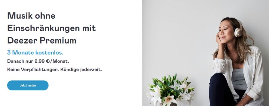 <span class="entry-title-primary">Für Neukunden: Deezer Premium 3 Monate kostenlos testen</span> <span class="entry-subtitle">Danach für 9,99 Euro pro Monat</span>