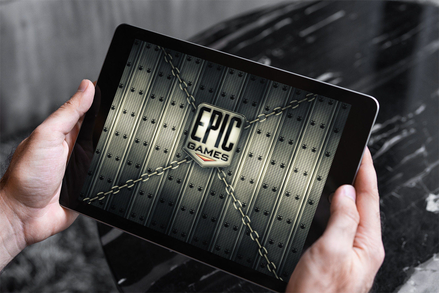 Epic Games-Banner auf einem iPad