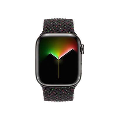 Für die Apple Watch: Black Unity Geflochtenes Solo Loop & Unity Lights Zifferblatt