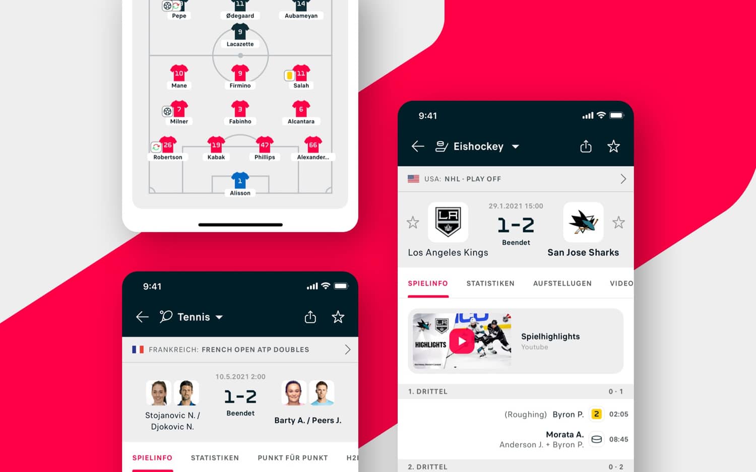 Flashscore App bietet Live-Ticker und -Ergebnisse für über 30 Sportarten