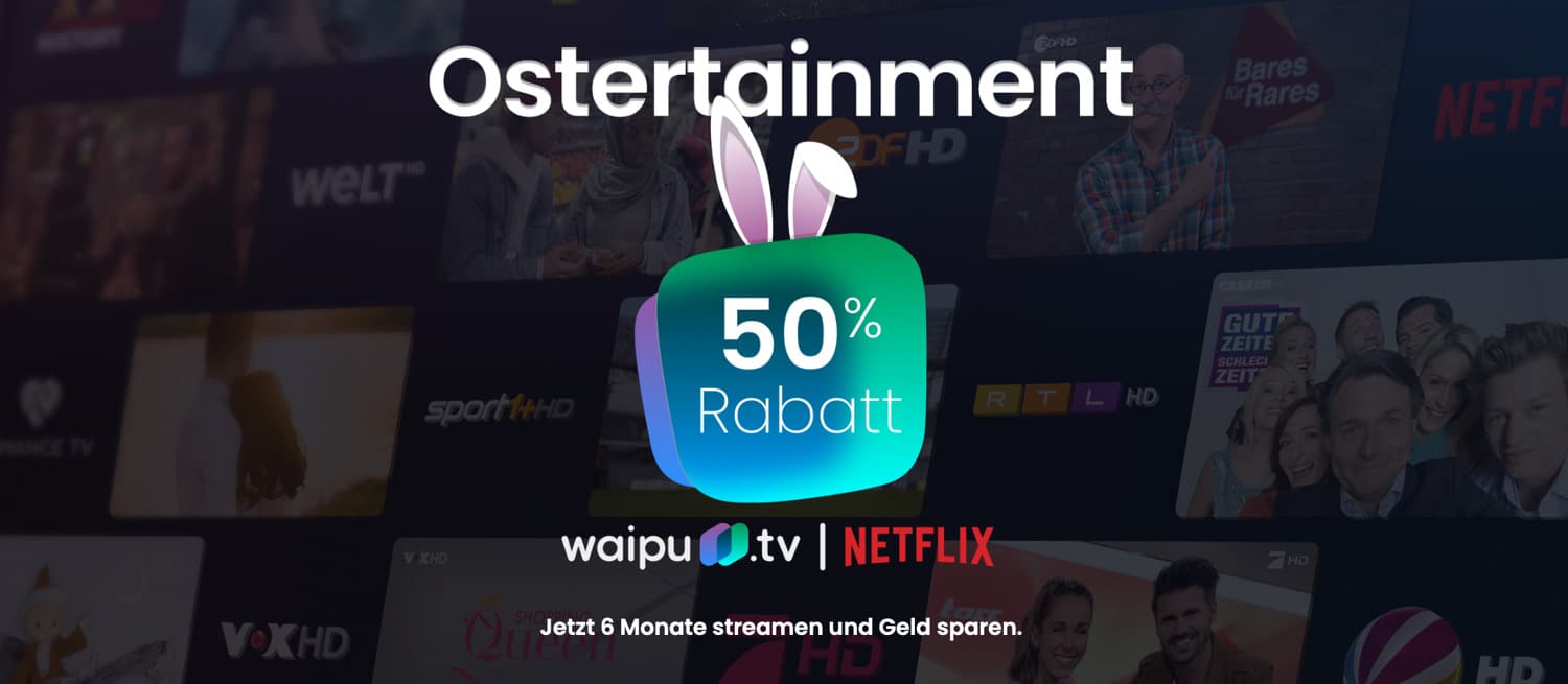 <span class="entry-title-primary">Waipu.tv: 50 Prozent Rabatt für 6 Monate, auch mit Netflix</span> <span class="entry-subtitle">Nur noch für kurze Zeit</span>