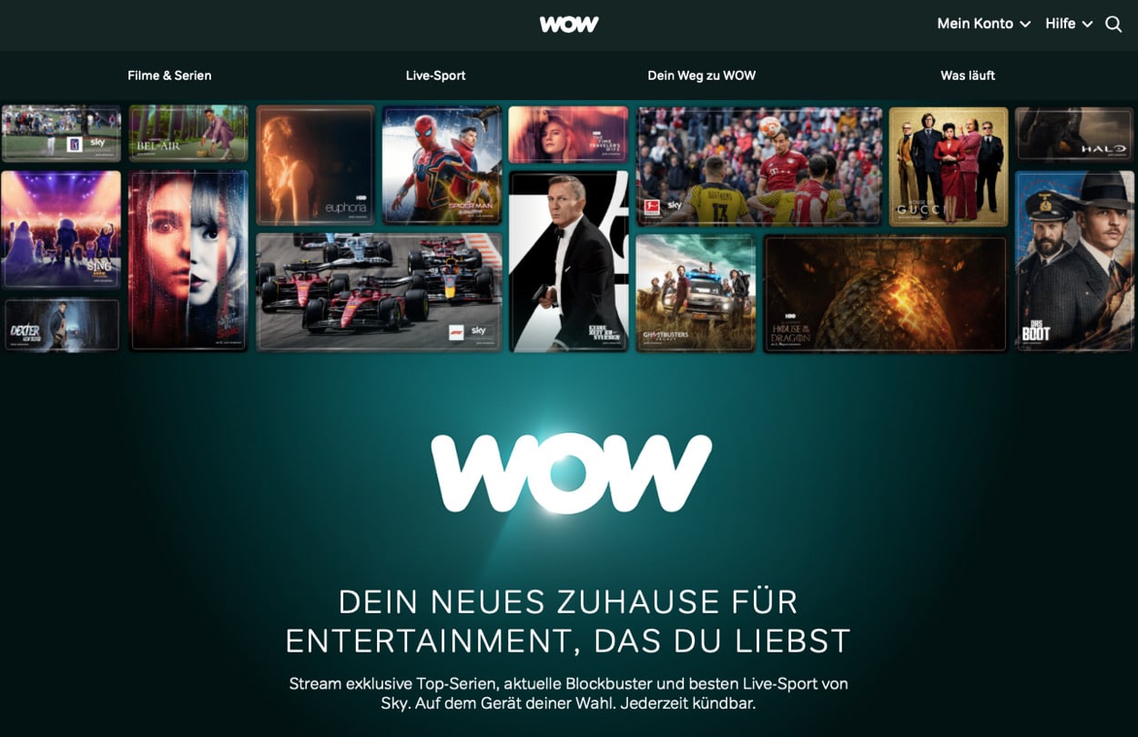 WOW-Abos zum Schnäppchenpreis Filme, Serien and Live-Sport