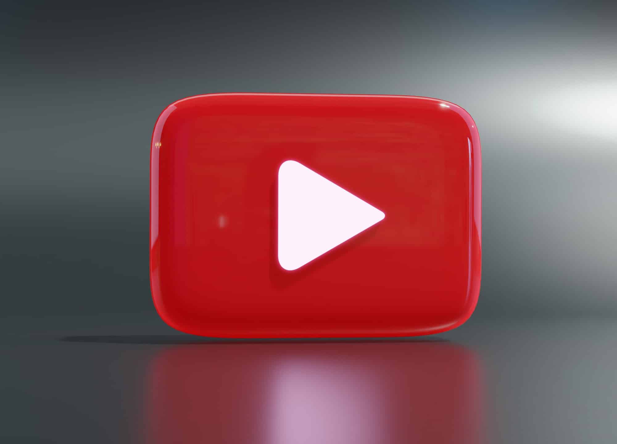 3D-Icon von YouTube vor grauem Hintergrund