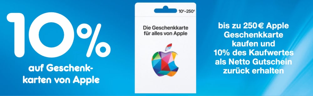 Apple Gift Card kaufen & 10 Prozent als Netto-Gutschein zurück