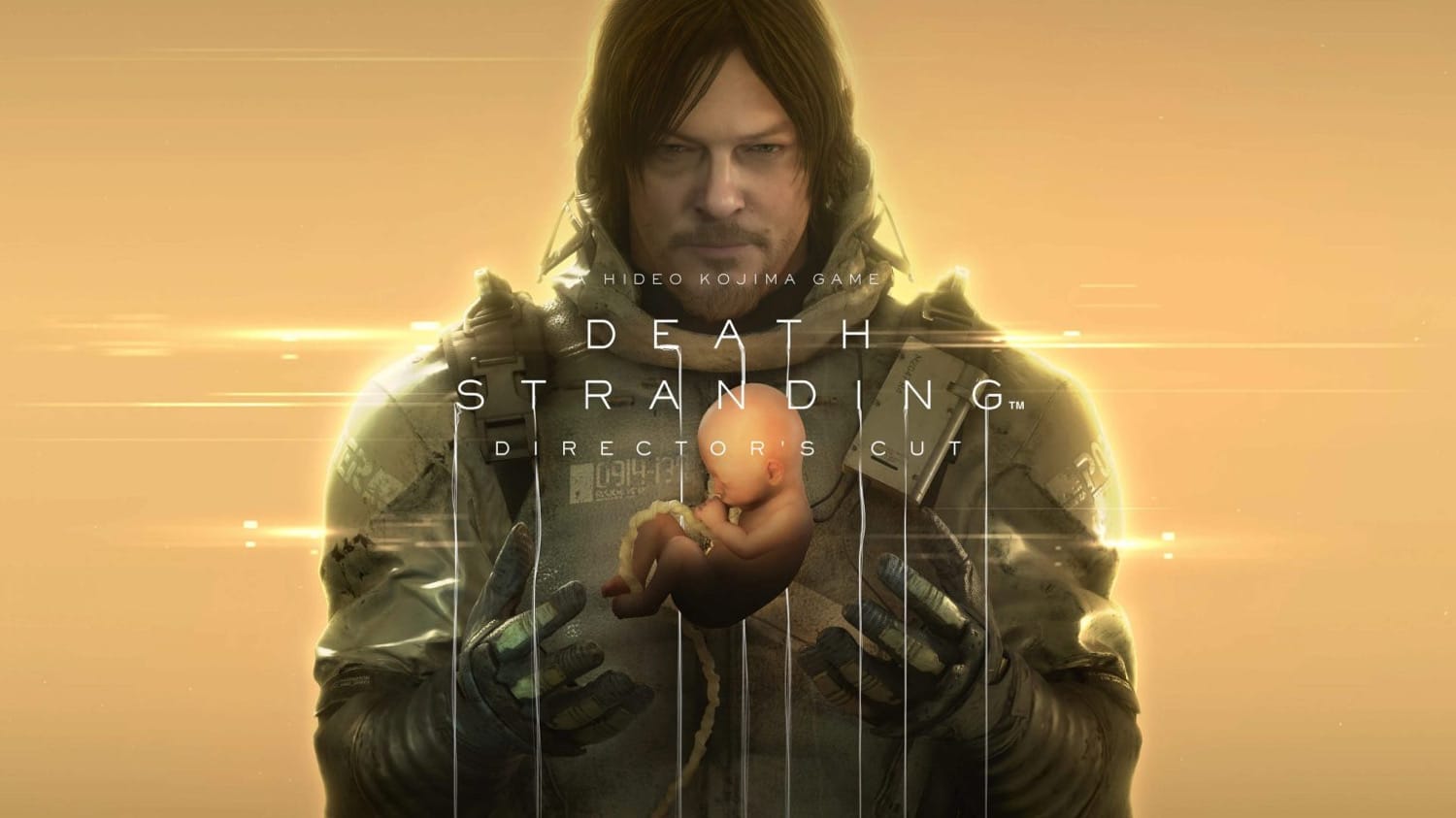 Death Stranding Director's Cut Banner mit Hauptcharakter vor gelbem Hintergrund