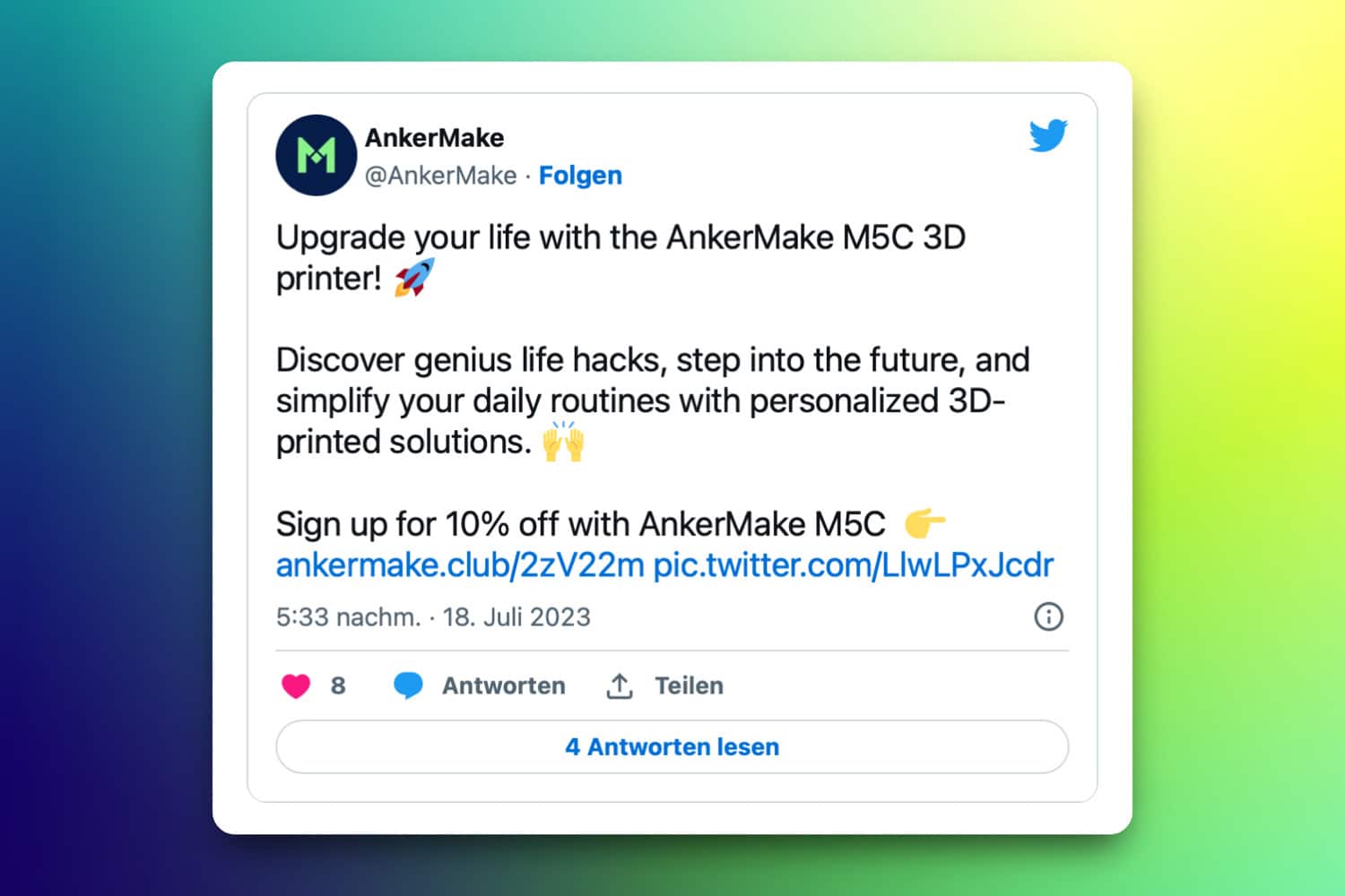Tweet von AnkerMake zum M5C