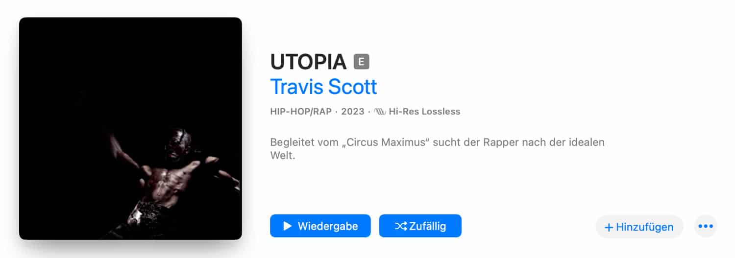 Apple Music Album UTOPIA von Travis Scott