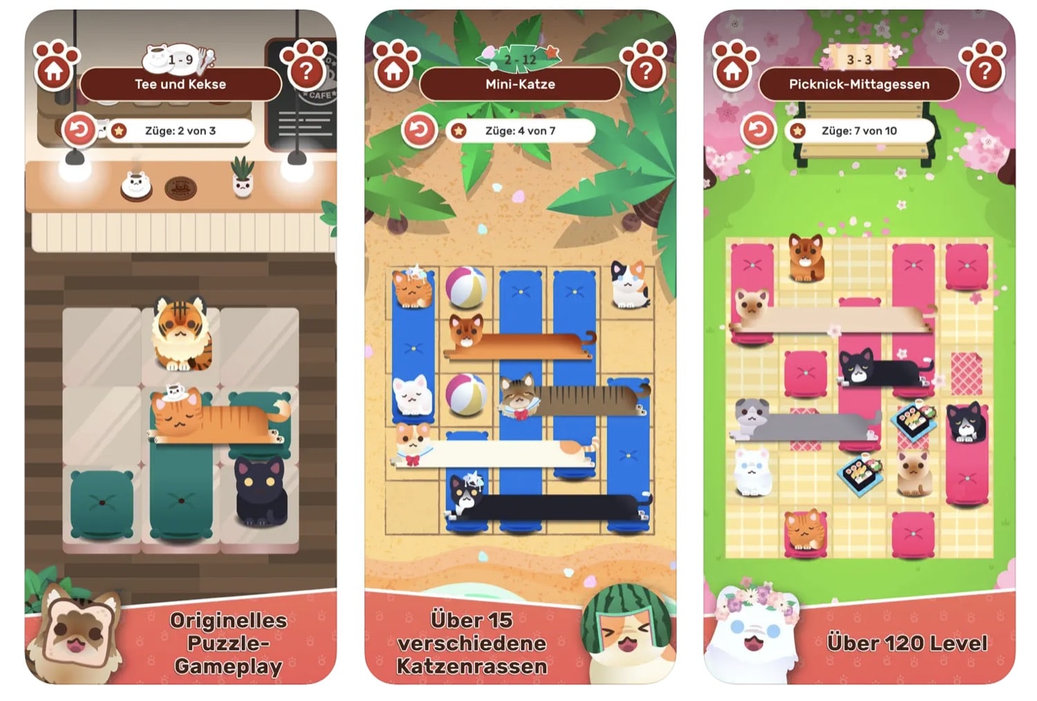 Screenshots der Nekograms Spiele-App auf Apple Arcade