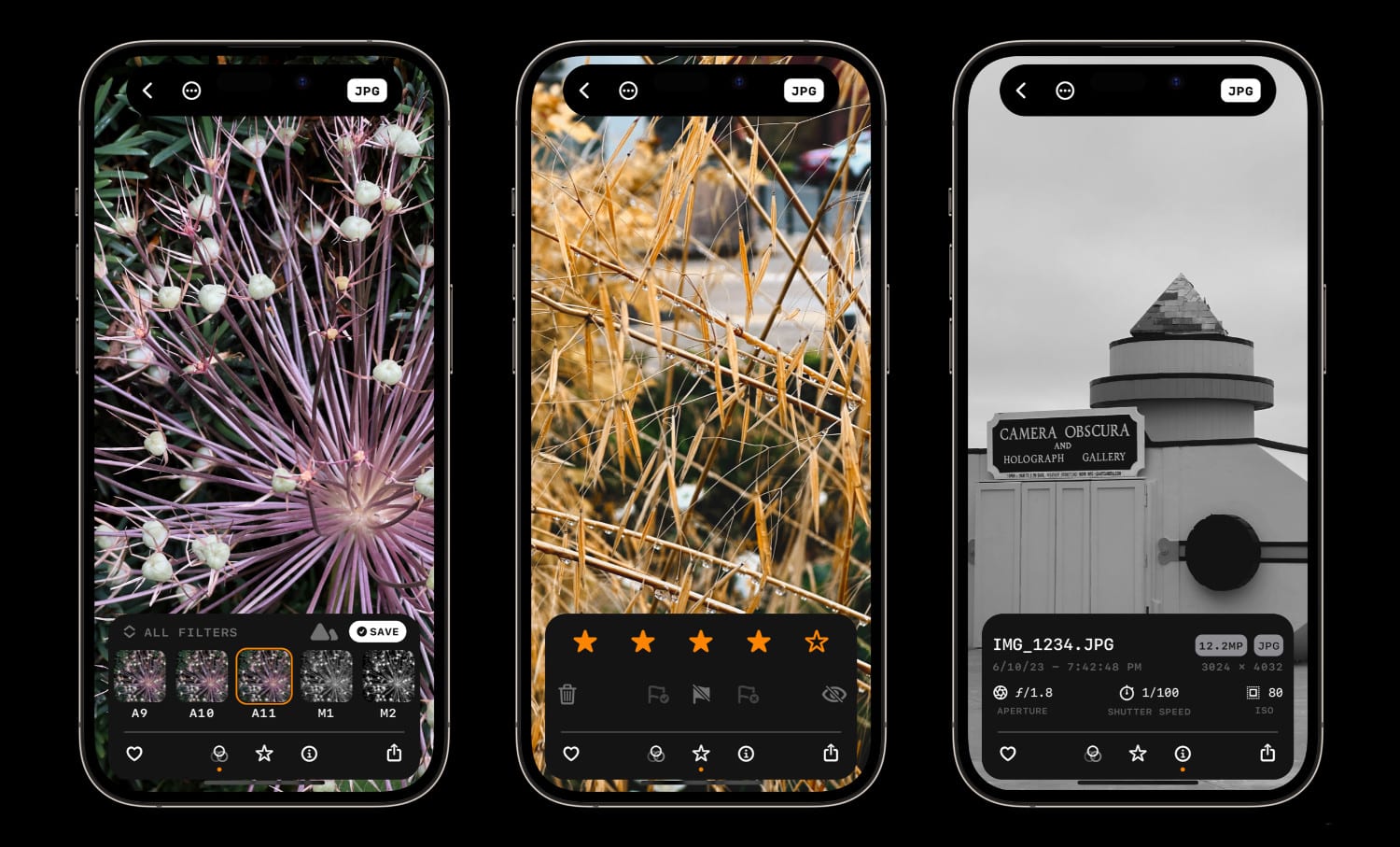 Drei iPhone-Screenshots von Obscura 4