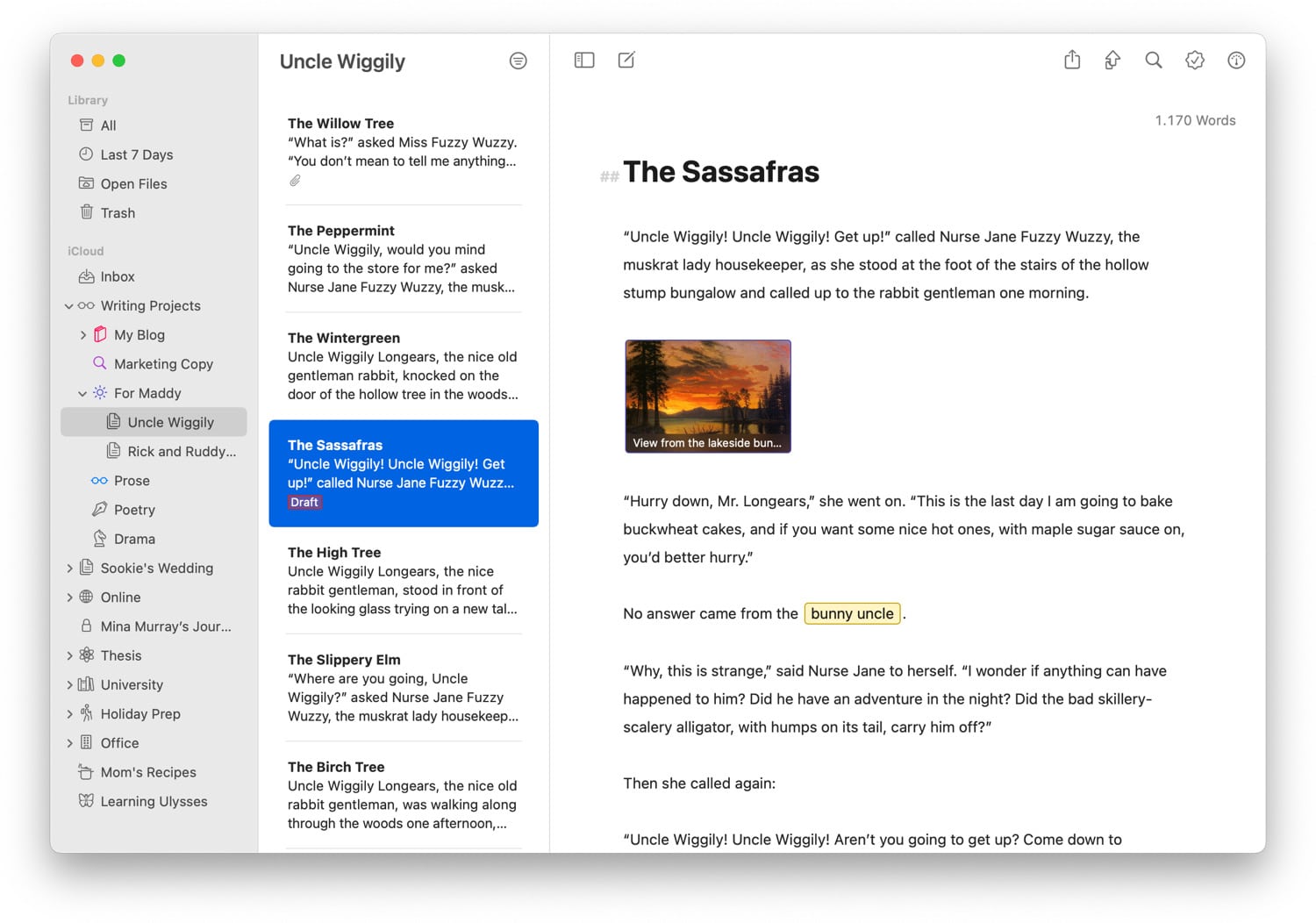 Screenshot von Ulysses auf einem Mac