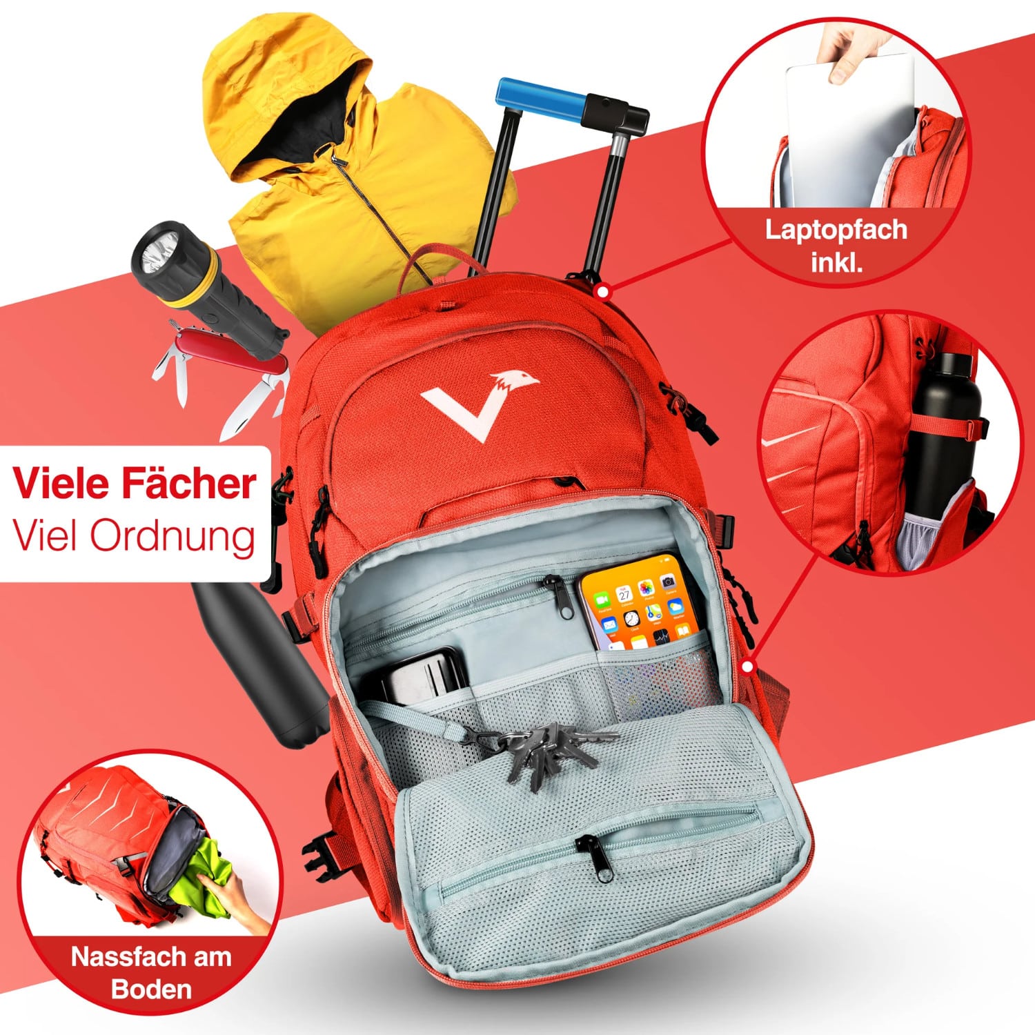 Features des Valkental Explorer V22-Rucksacks
