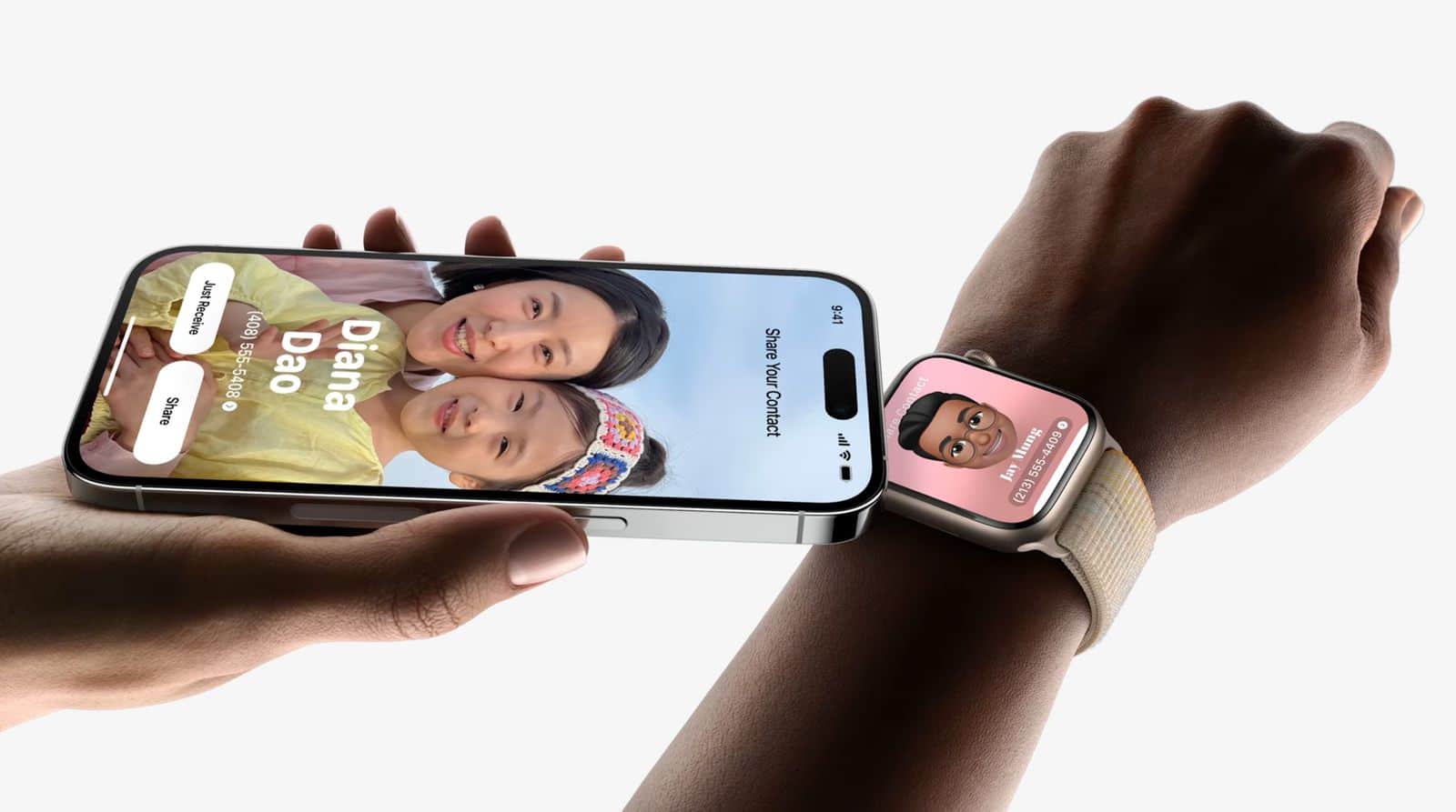 NameDrop Animation zwischen iPhone und Apple Watch