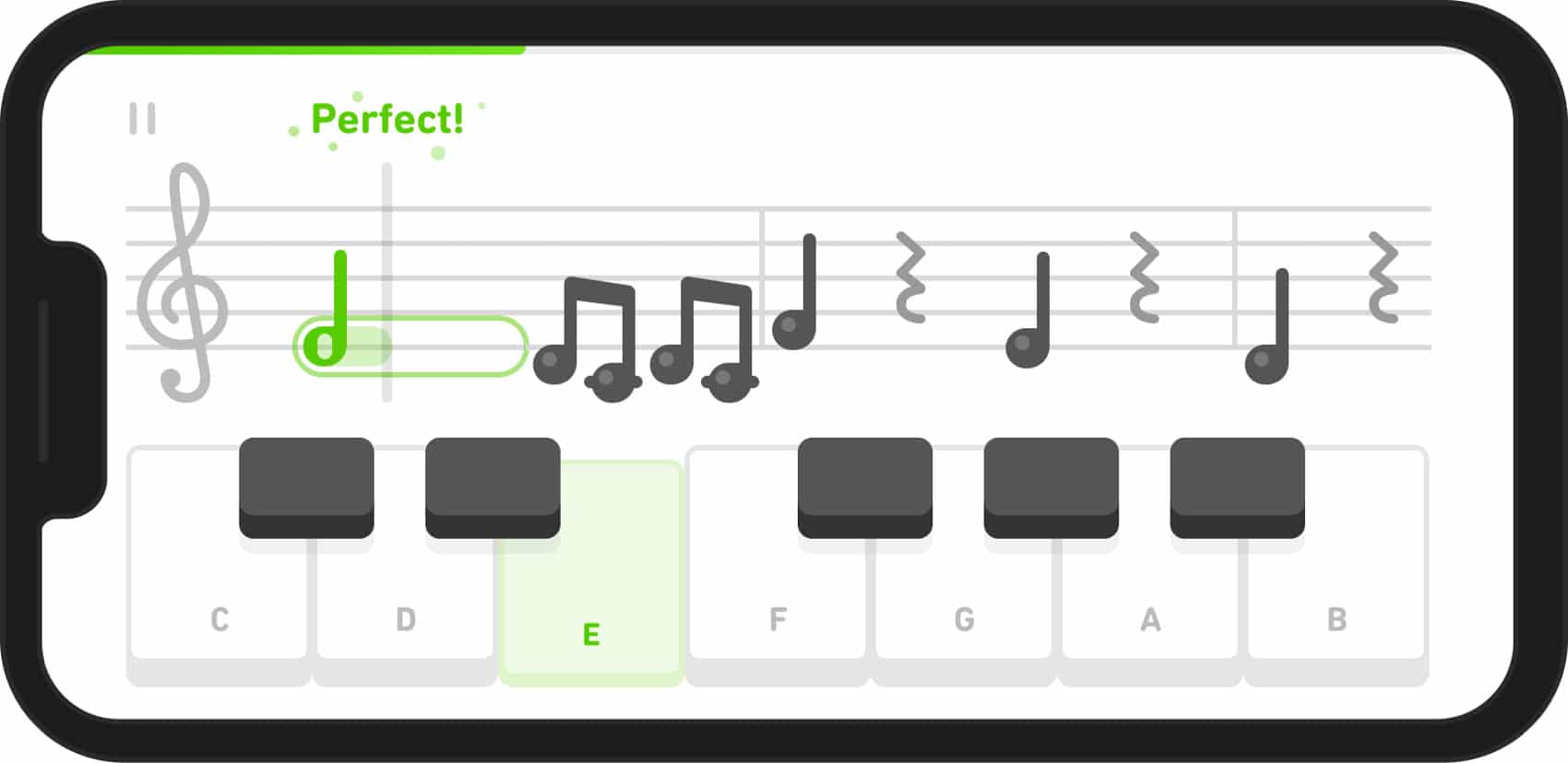 Screenshot der Duolingo Musik App