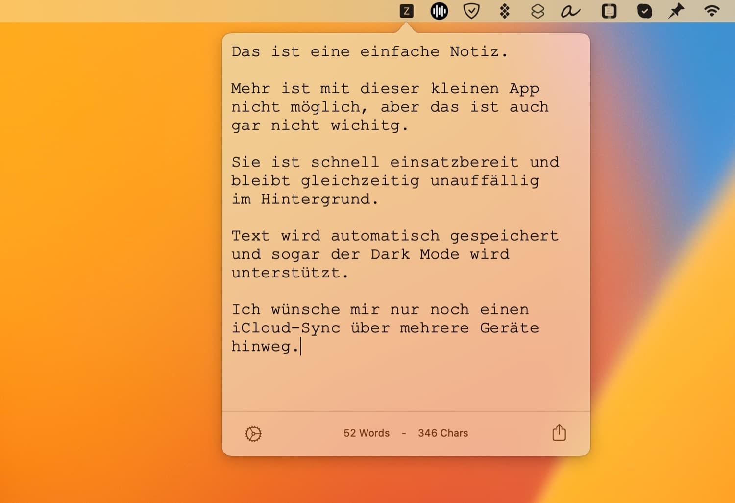 Notizen direkt in der Menüleiste