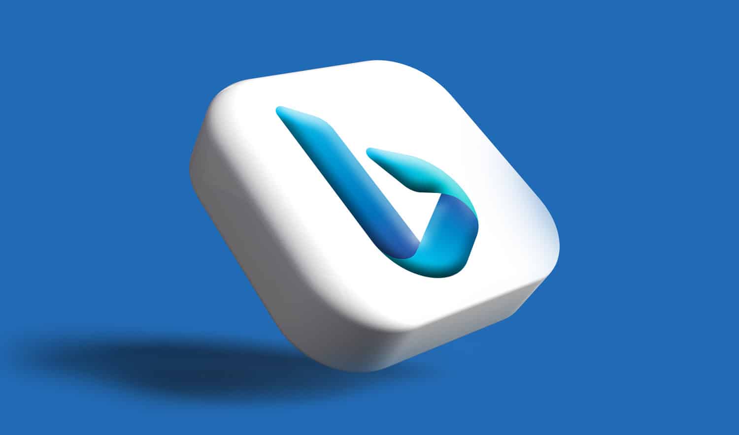3D-Icon von Microsoft Bing vor blauem Hintergrund