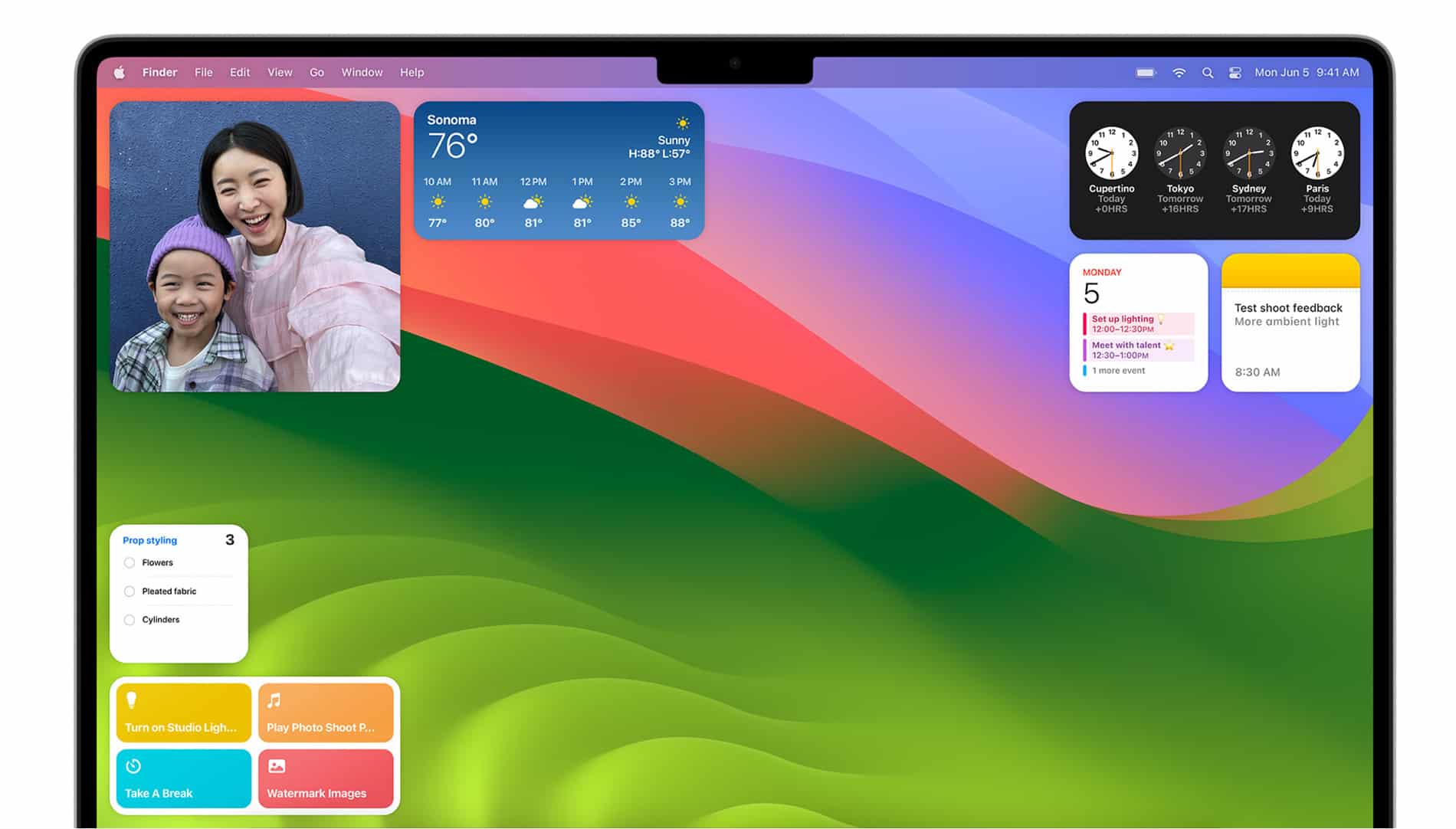 Mac-Screenshot mit Desktop-Widgets in macOS Sonoma