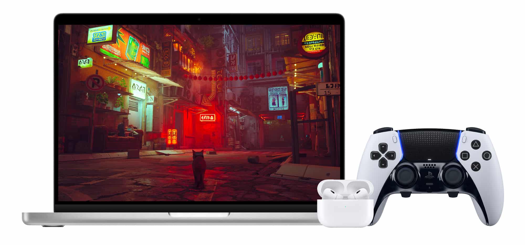 Mac und Gamingcontroller mit neuem Spielmodus in macOS Sonoma