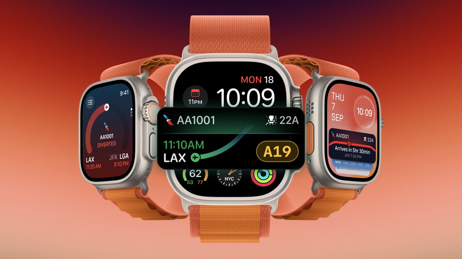 Flighty-App auf der Apple Watch Ultra