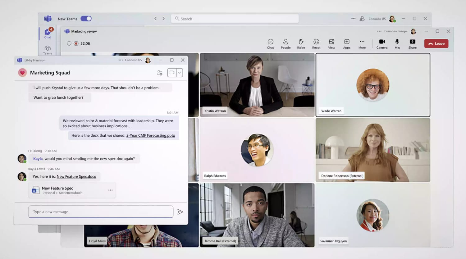 Captura de pantalla de la nueva versión de Microsoft Teams