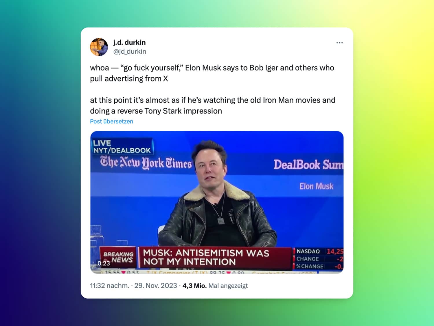 Twitter/X-Post zu Elon Musks Beleidigung gegenüber Werbekundschaft