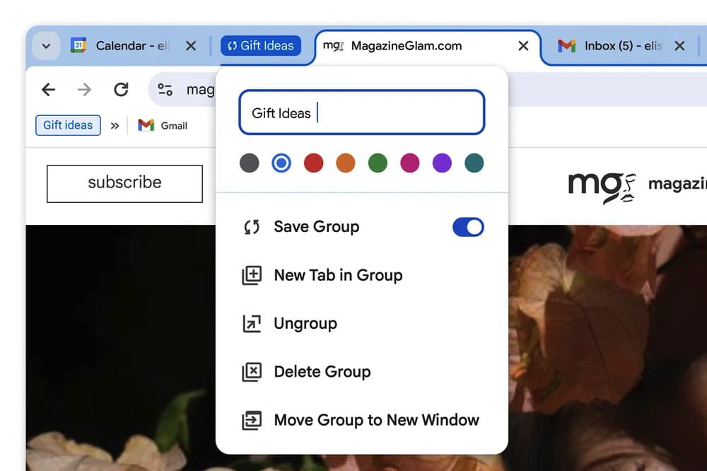 Grup tab di Google Chrome
