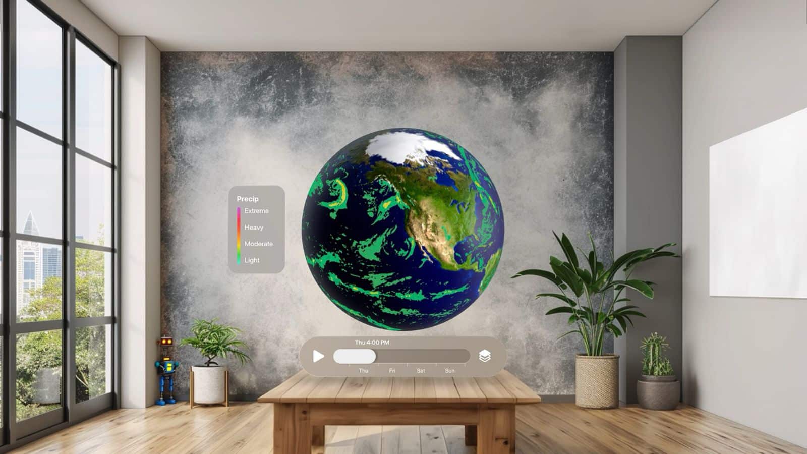Globus mit Wetterkarten in Carrot Weather
