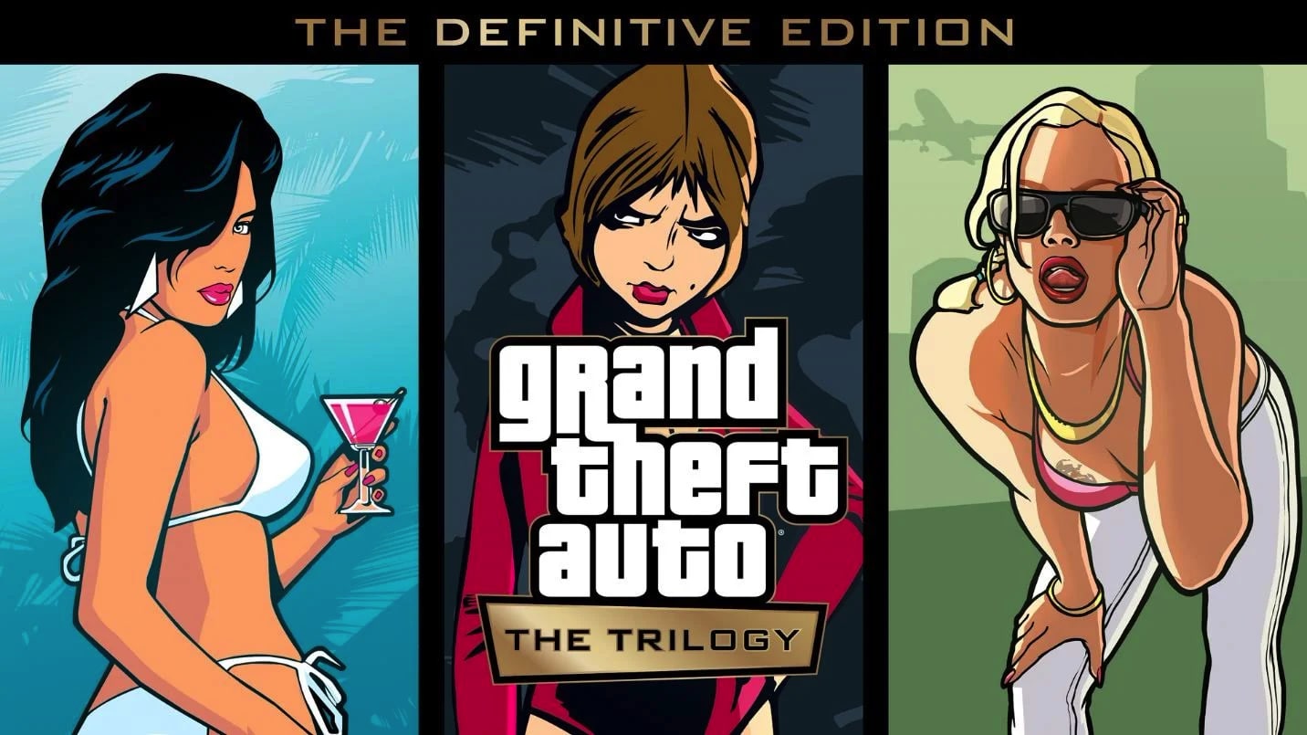 GTA "The Trilogy"-Banner mit drei GTA-Titeln