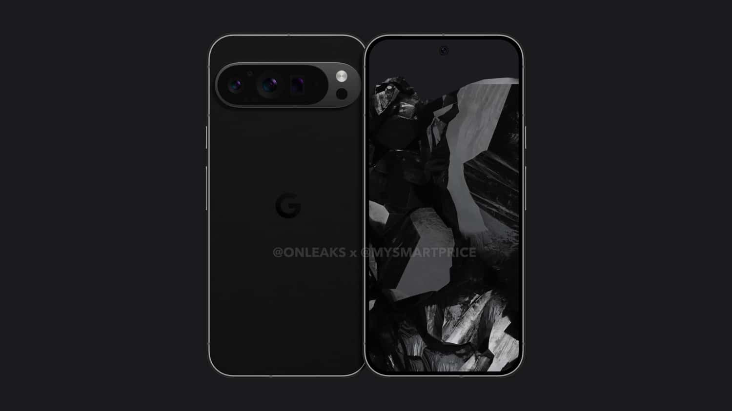 Google Pixel 9 Pro-Rendering in schwarzer Farbe