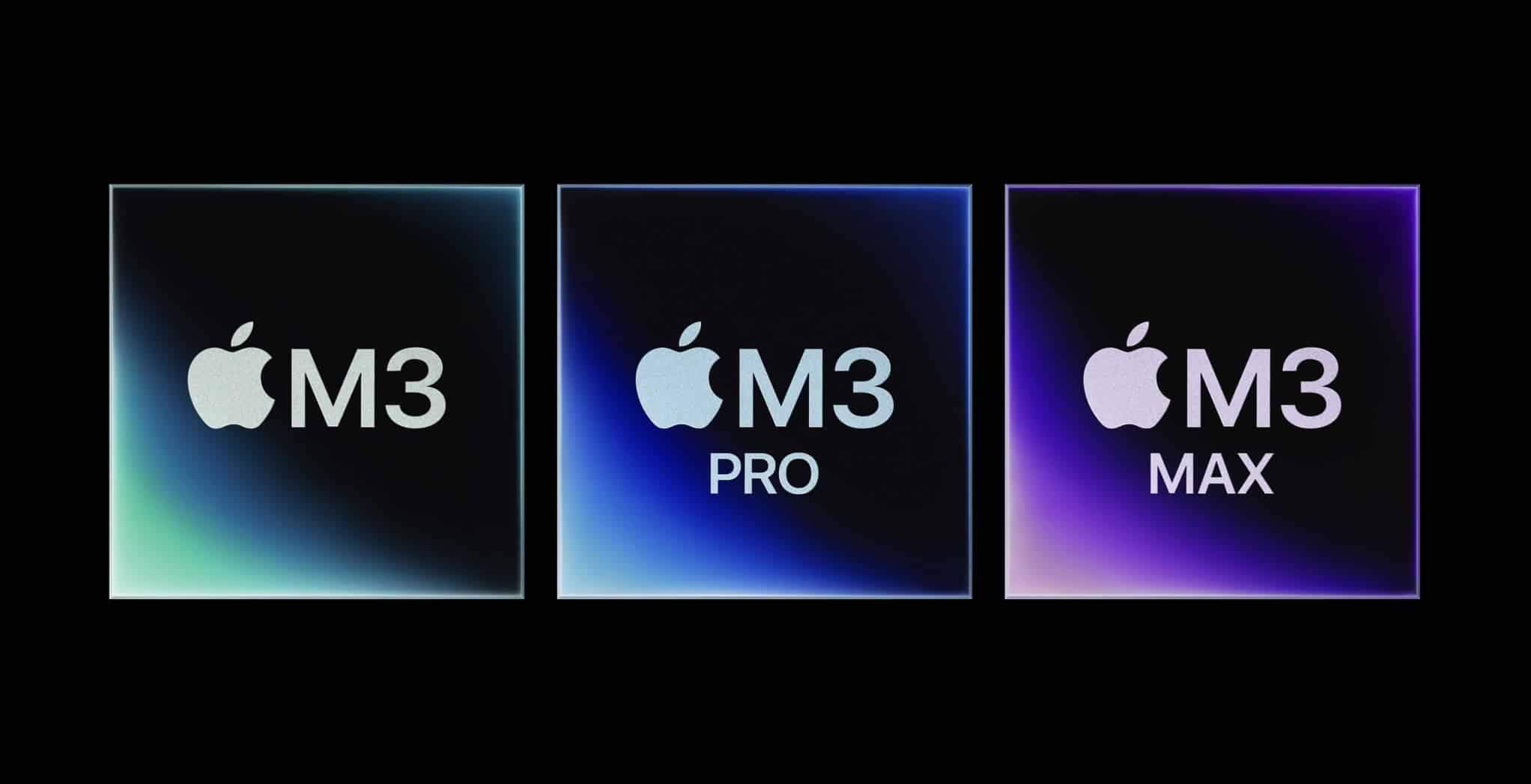 Apples M3-Chips auf schwarzem Hintergrund