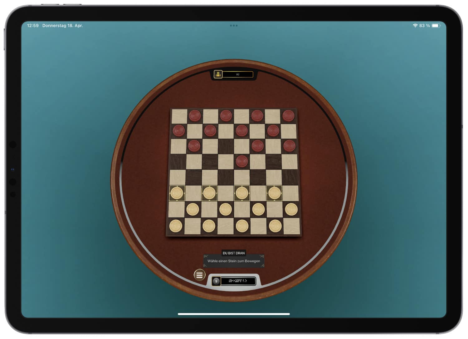 Dame-Spiel in Game Room auf einem iPad