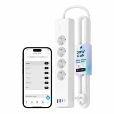 Erste Steckdosenleiste mit Matter lädt auch per USB-C schnell