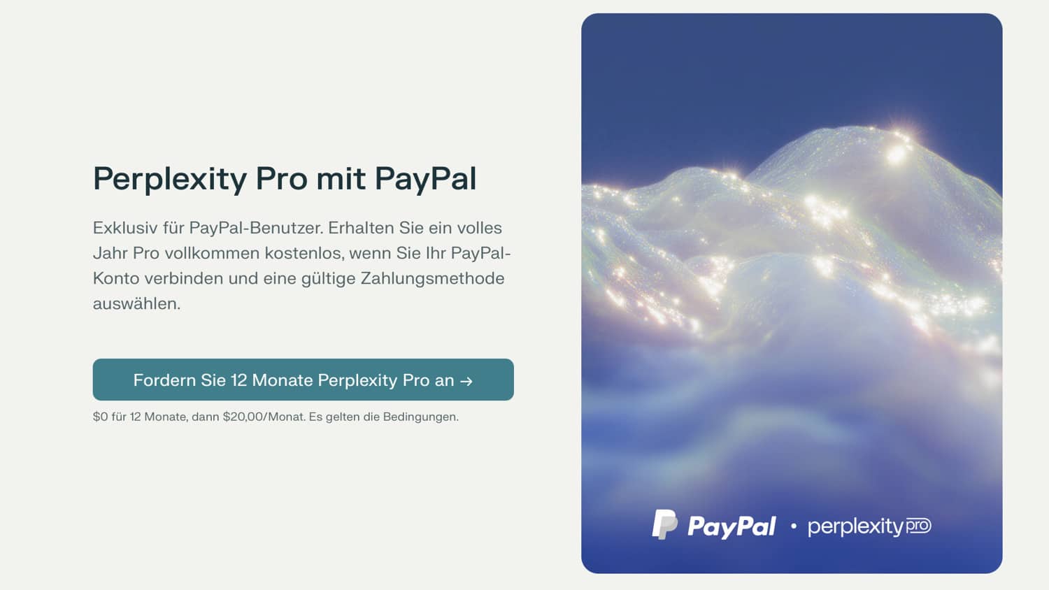 Perplexity Pro mit PayPal gratis.