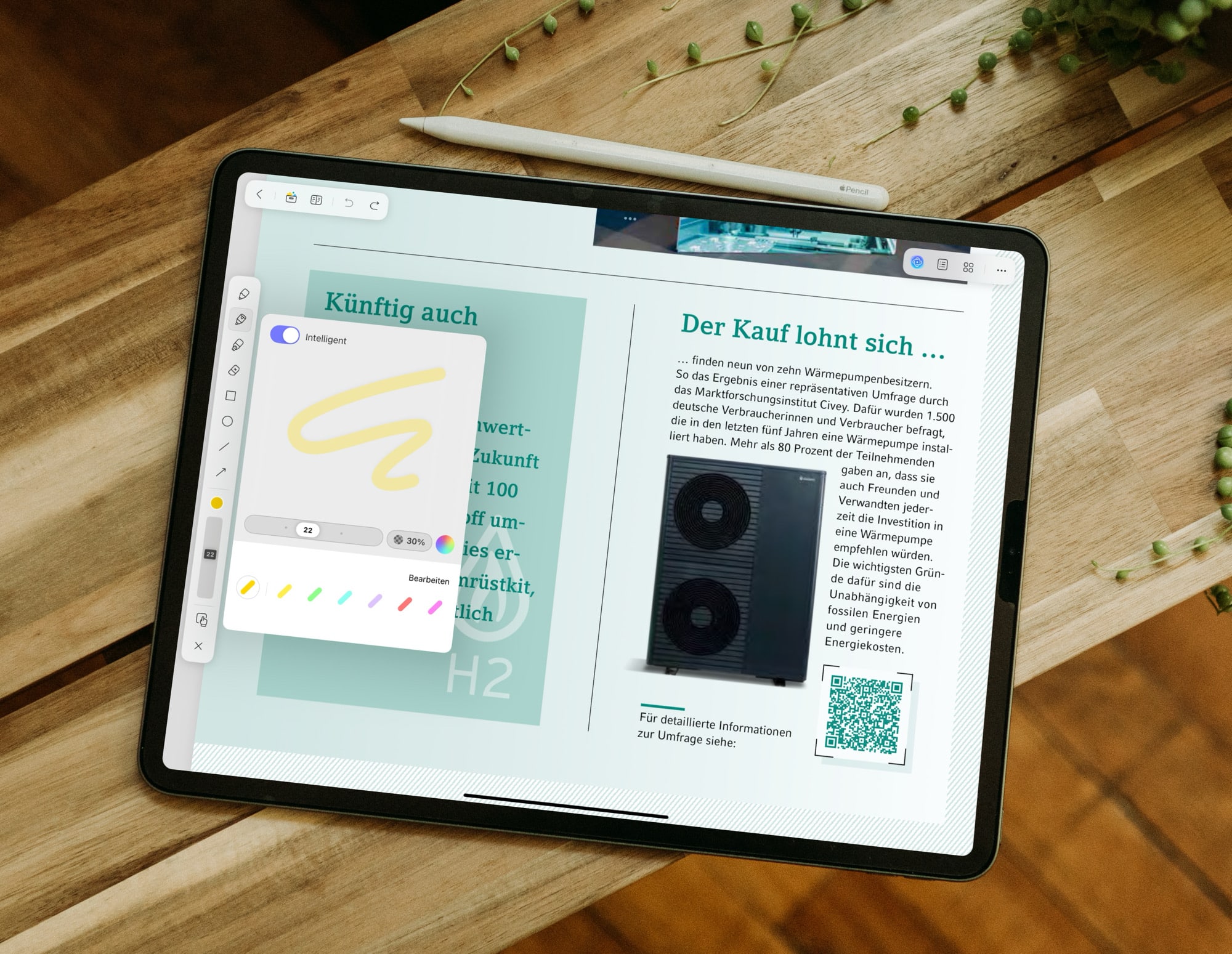UPDF für iPad mit Apple Pencil.