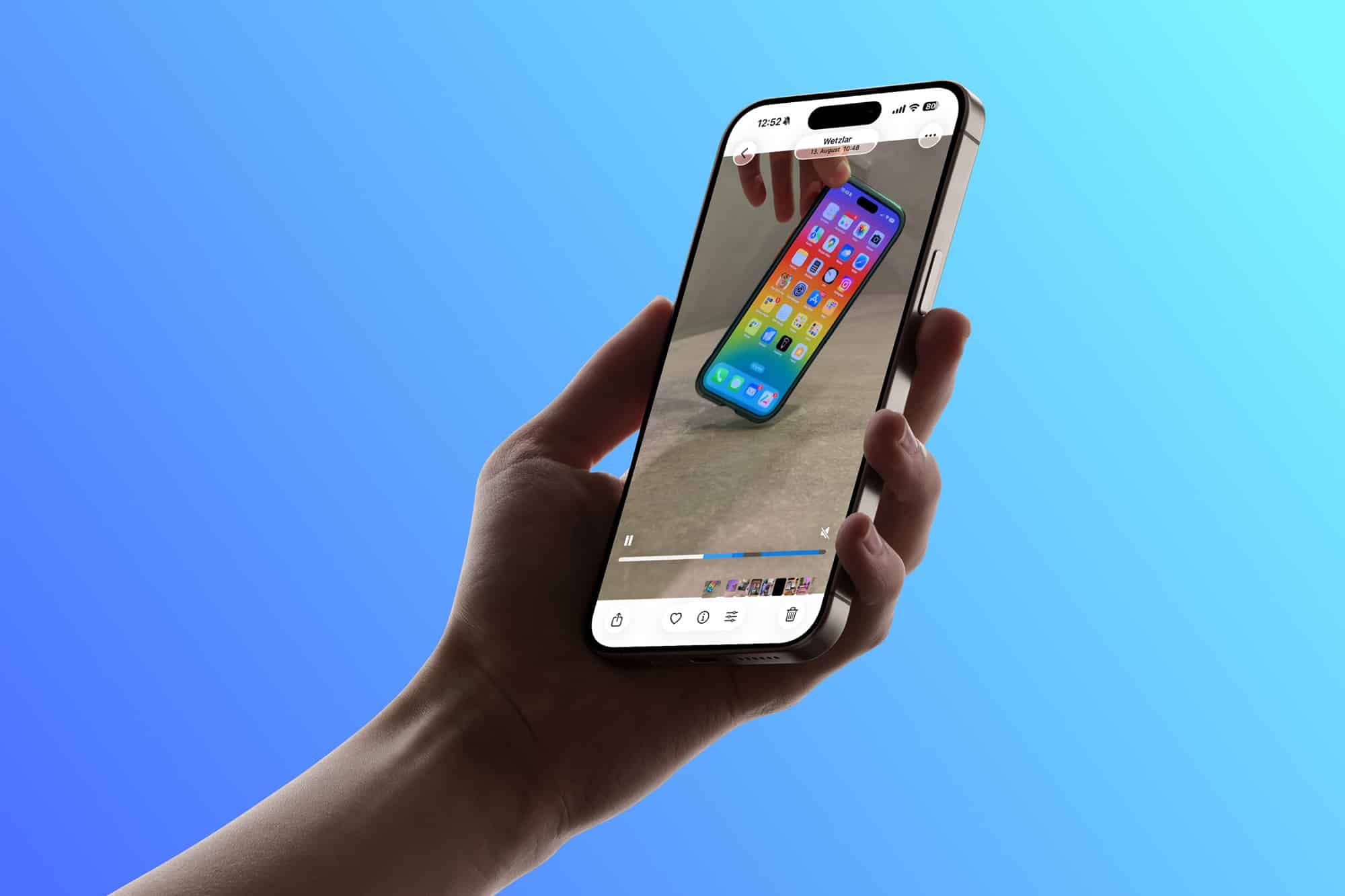 Videoausschnitt in iOS 26 finden.