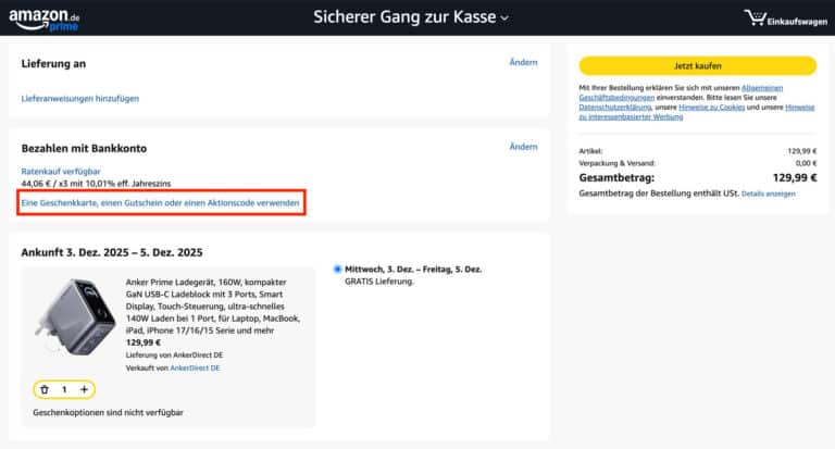 Gutscheincodes und Coupons bei Amazon einlösen: So gehts