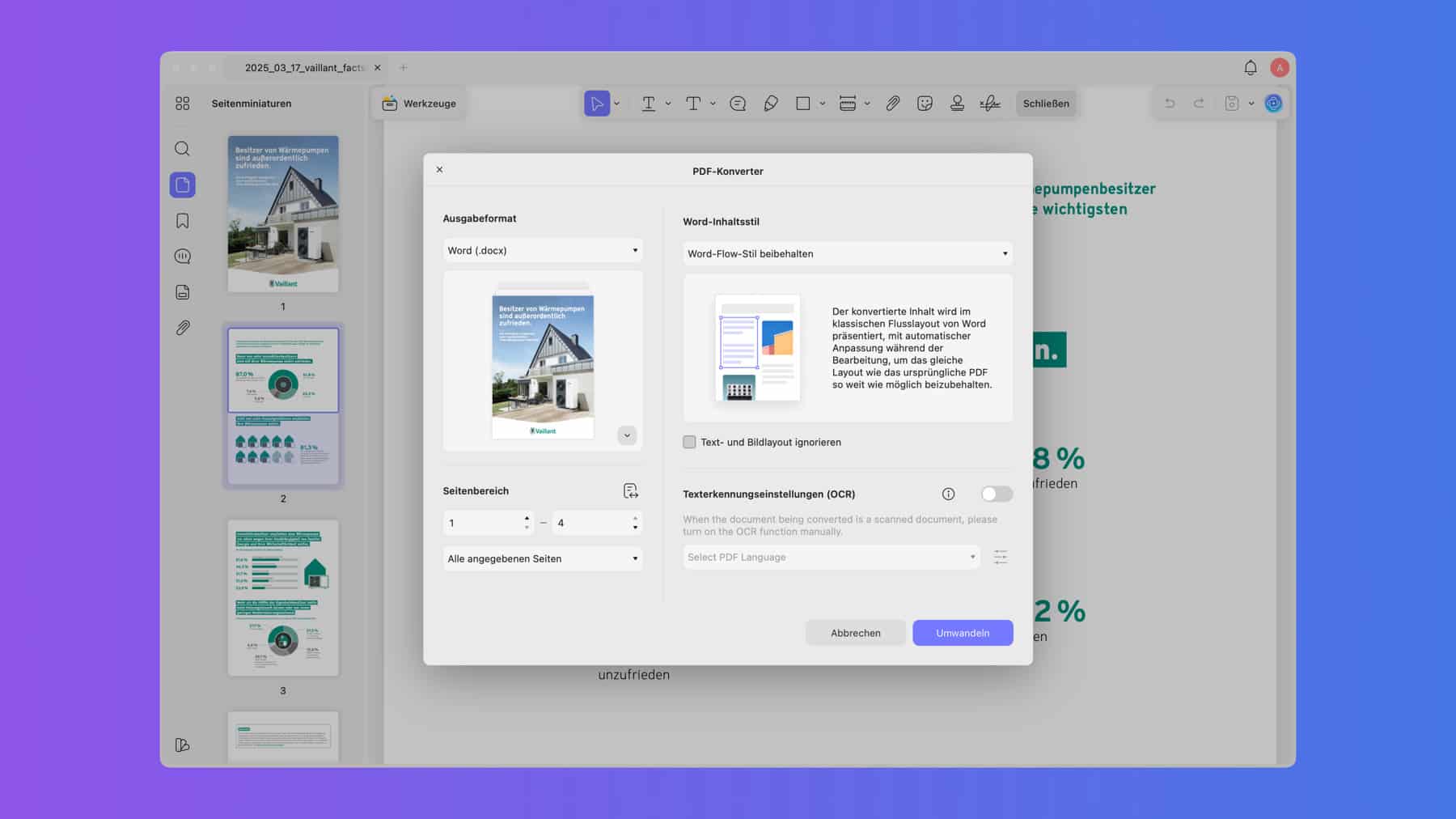 PDF in Word konvertieren.