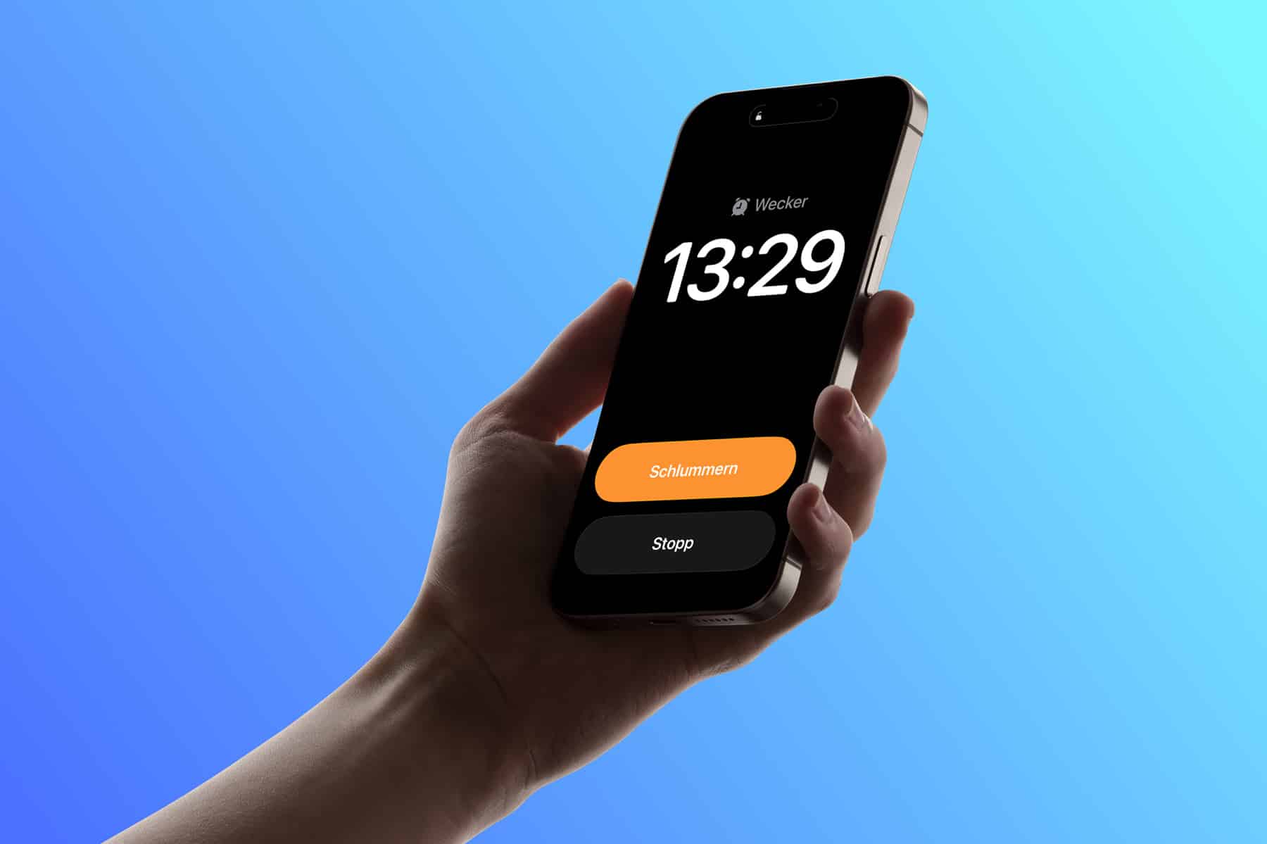 iPhone-Wecker mit Stopp-Taste.