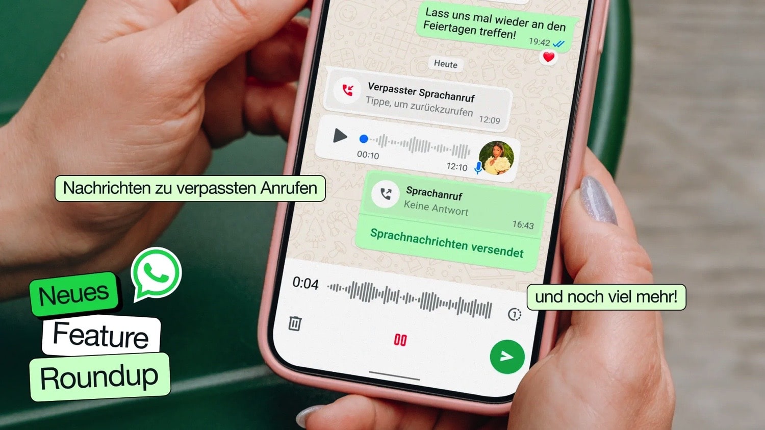 Banner von WhatsApp zu neuen Funktionen